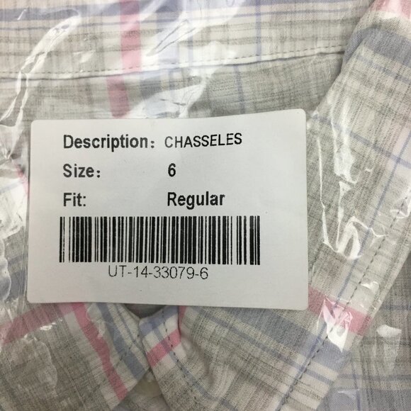 UNTUCKit Women's Chasseles Grey Pink Blue Plaid Shirt Button Up Long Sleeves 6 - Picture 7 of 9